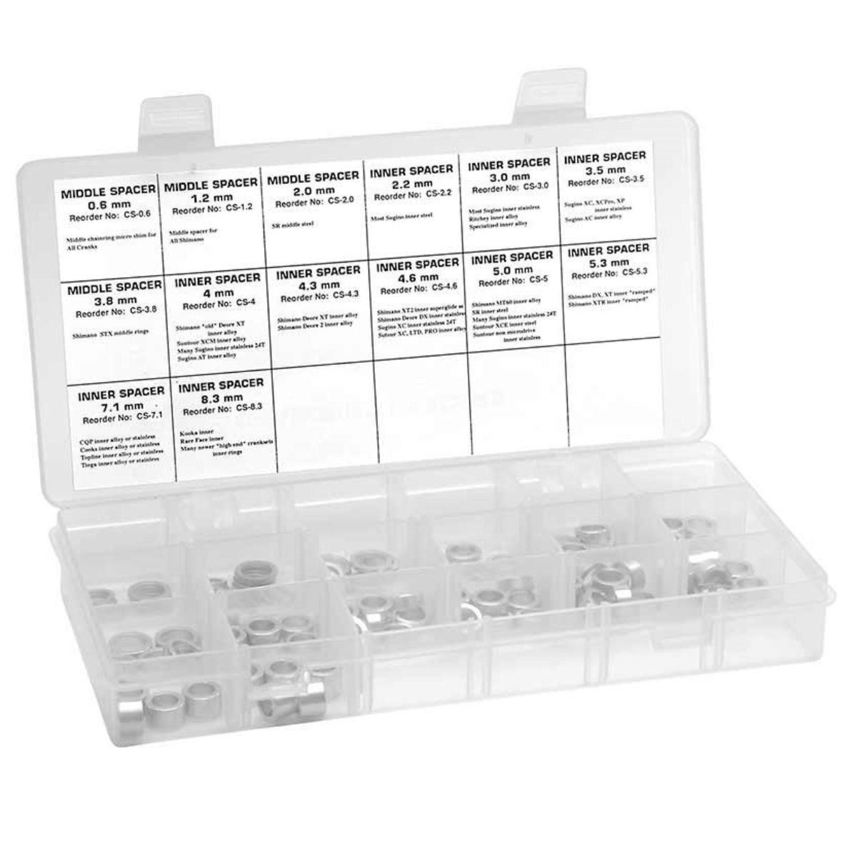 Wheels Manufacturing, Chainring spacer kit 18-Compartment Plastic Box